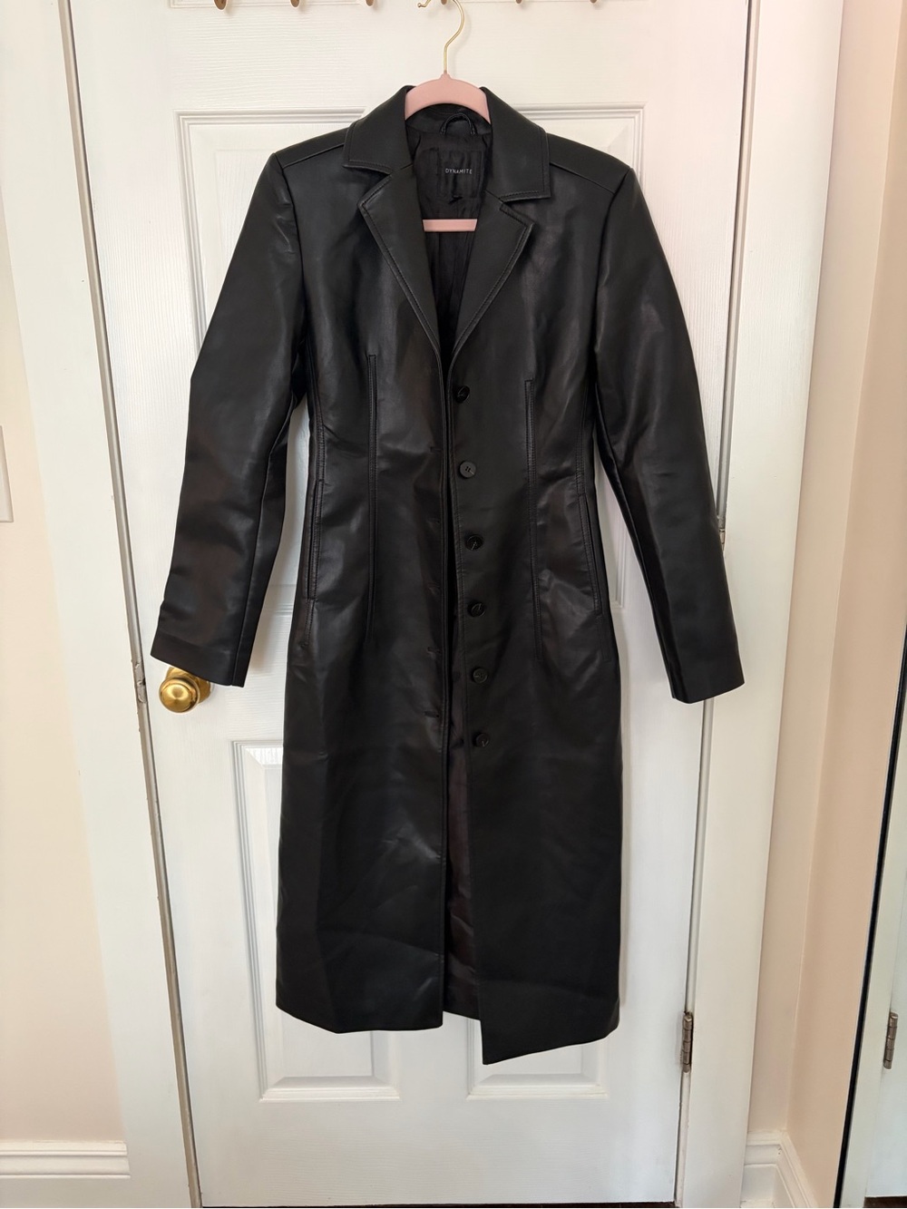 Faux leather trench coat